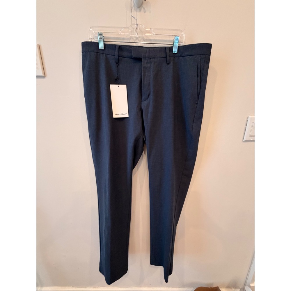 Ministry of Supply Velocity Suit Pant 36x34 Blue 4-Way Stretch NWT